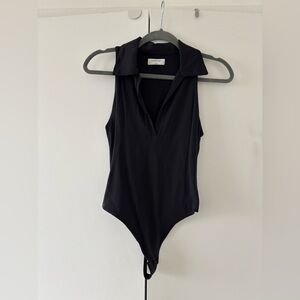 Aritzia Babaton Navy Polo Bodysuit
